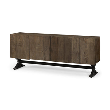 homeroots kitchen &amp; dining Kitchen & Dining Industrial Solid Mango Wood Buffet Sideboard Cabinet with Iron Base