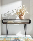 Melrose Home Goods & Essentials Delilah Black Iron & Glass Console Table