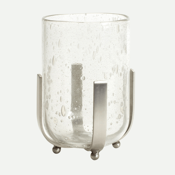 Melrose Home Goods & Essentials Glimmer Glass & Silver Plated Iron Candle Holder