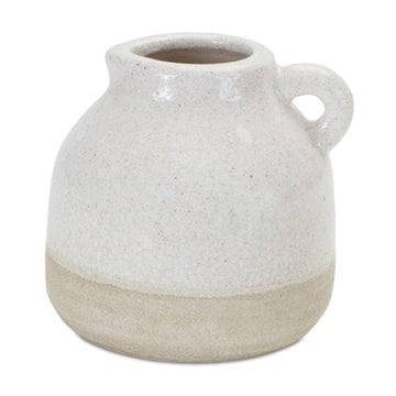Melrose Home Goods & Essentials Magnolia White Stoneware Pitcher Vase - Small