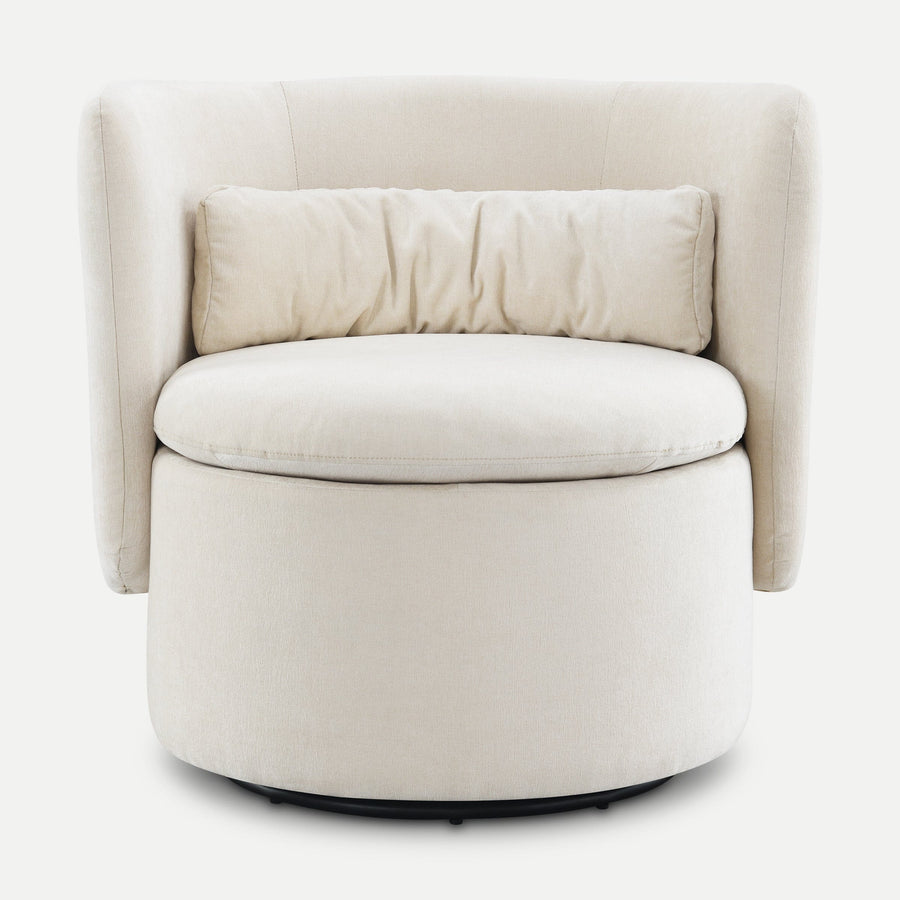 Sagebrook Accent Chair Orion Round-Back Ivory/Beige Swivel Accent Chair