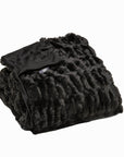 Homeroots Home Decor Penelope Chunky Black Fur Throw Blanket