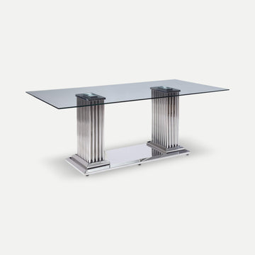 Homeroots Kitchen & Dining Manhattan Glass Top Rectangle Dining Table