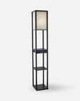 Homeroots Lighting Ellis Square Floor Lamp with Shelves and Storage Drawer