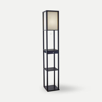 Homeroots Lighting Ellis Square Floor Lamp with Shelves and Storage Drawer