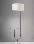 Homeroots Lighting Margaret Floor Lamp with Table and White Marble Base