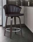 Homeroots Living Room Dean Leather Swivel Chair Bar Stool with Back