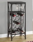 Homeroots Living Room Della Free Standing Wine Rack with Bottle and Glass Holder