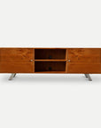 Homeroots Living Room Gregory Mid-Century TV Stand with Cabinet and Shelves