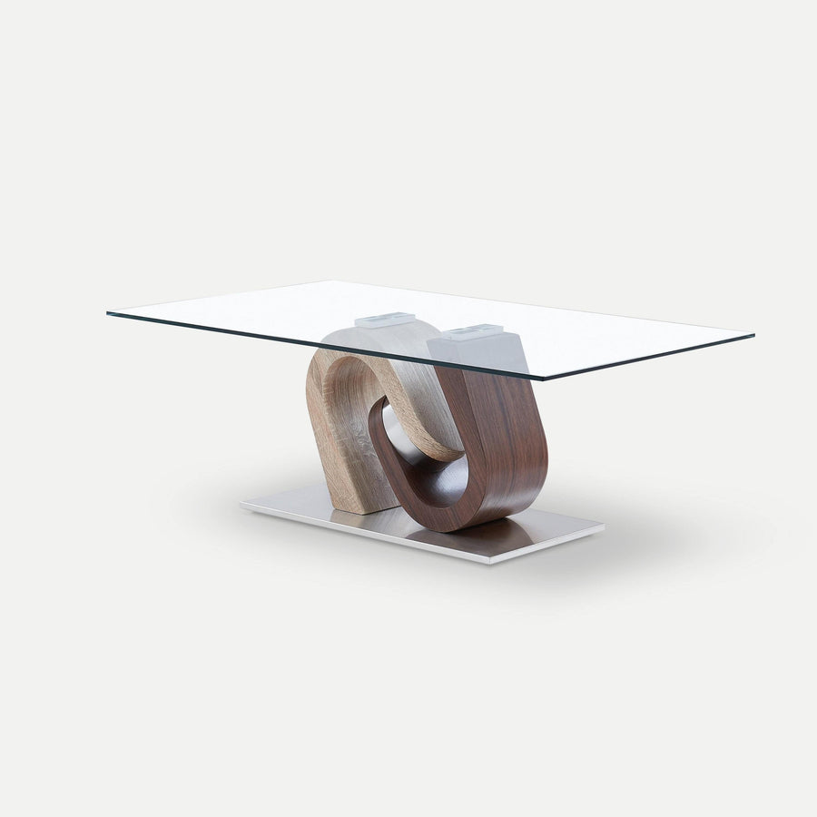 Homeroots Living Room Harrison Glass Top Ultra-Modern Geometric Coffee Table