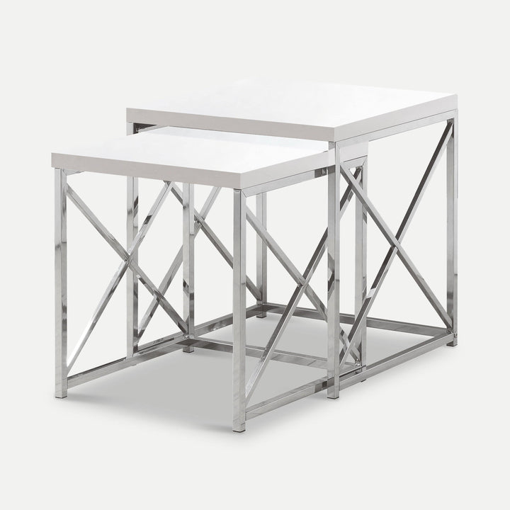 Homeroots Living Room Kori Square Industrial Nesting Tables with Metal Frame