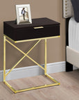 Homeroots Living Room Levi U-Shape Rectangle End Table with Drawer