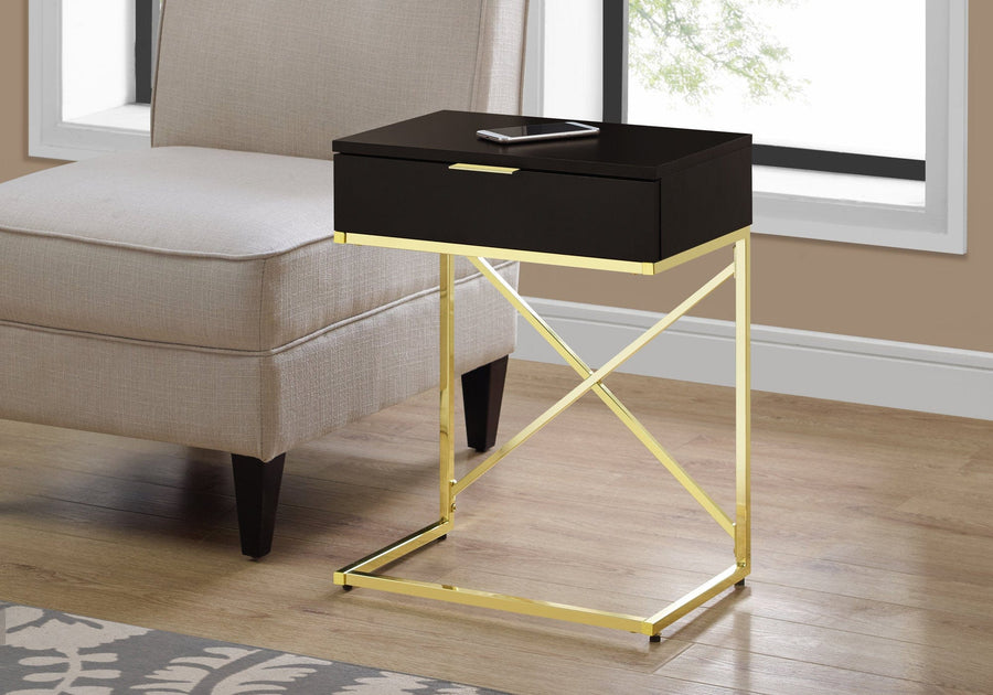 Homeroots Living Room Levi U-Shape Rectangle End Table with Drawer