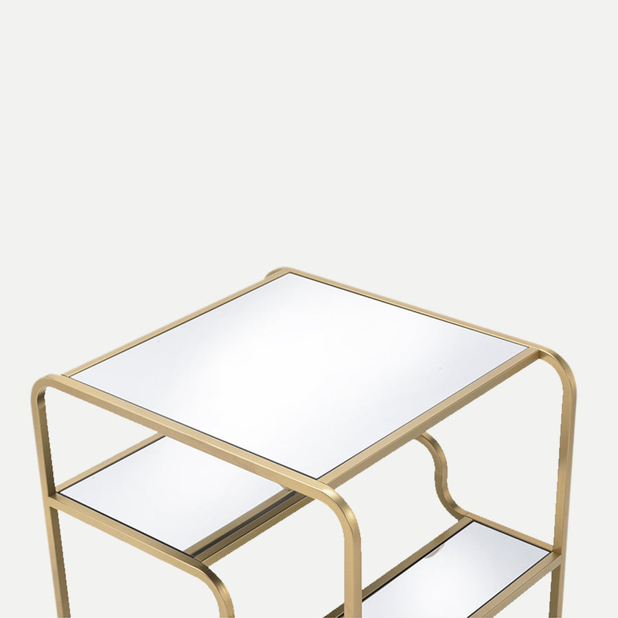 Homeroots Living Room Olivia 2-Tier Metal Glass Top End Table