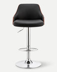 Homeroots Living Room Roy Leather Adjustable Bar Stool with Back