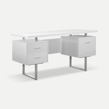 Homeroots Office Frank Modern-Farmhouse Storage Desk with Drawers
