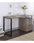 Homeroots Office Franz Modern-Farmhouse Storage Desk with Drawers
