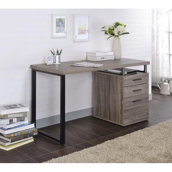 Homeroots Office Franz Modern-Farmhouse Storage Desk with Drawers