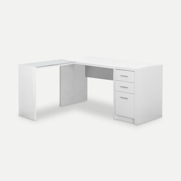 Homeroots Office Lyndsey L-Shaped Desk with Storage Drawers