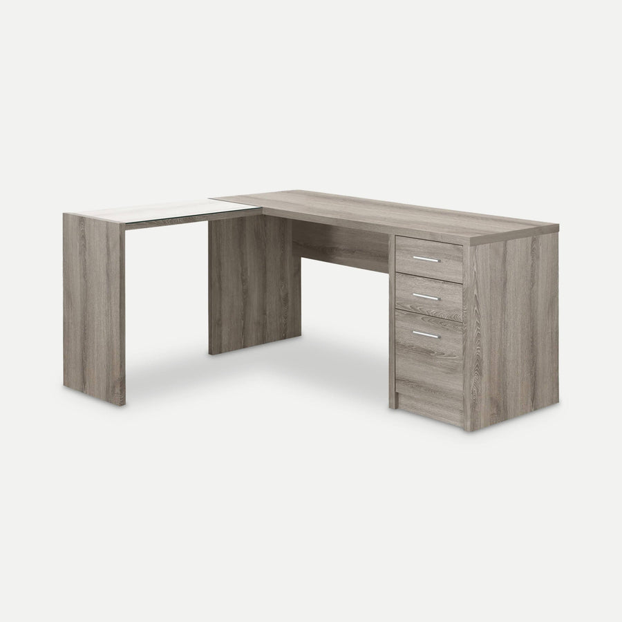 Homeroots Office Lyndsey L-Shaped Desk with Storage Drawers