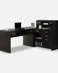 Homeroots Office Reed L-Shaped Desk with Storage Drawers