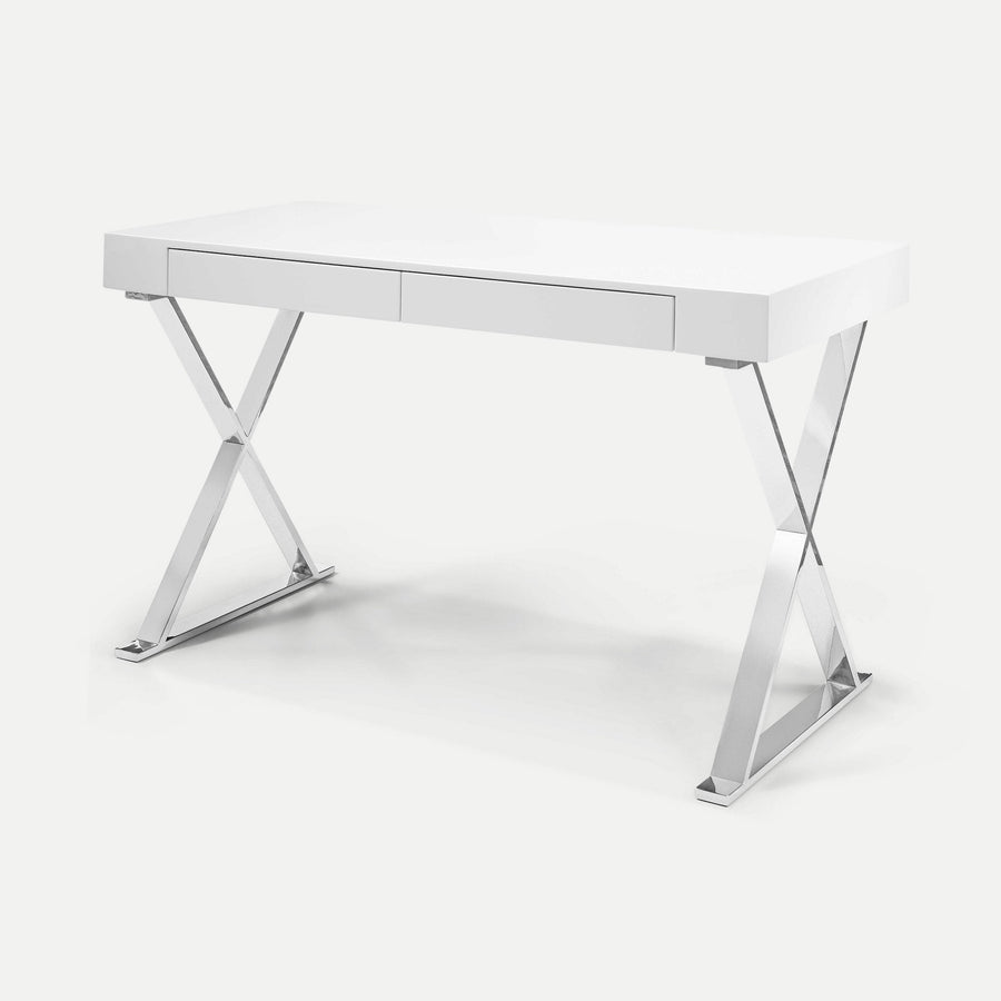 Homeroots Office Wesley Modern X-Frame Storage Desk with Drawers
