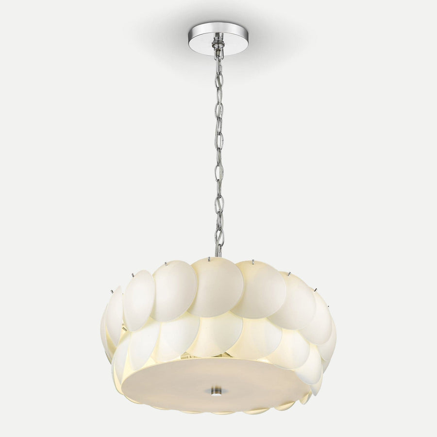 Homeroots Outdoor Selene 1-Light Overlapping Frosted Glass Disc Pendant