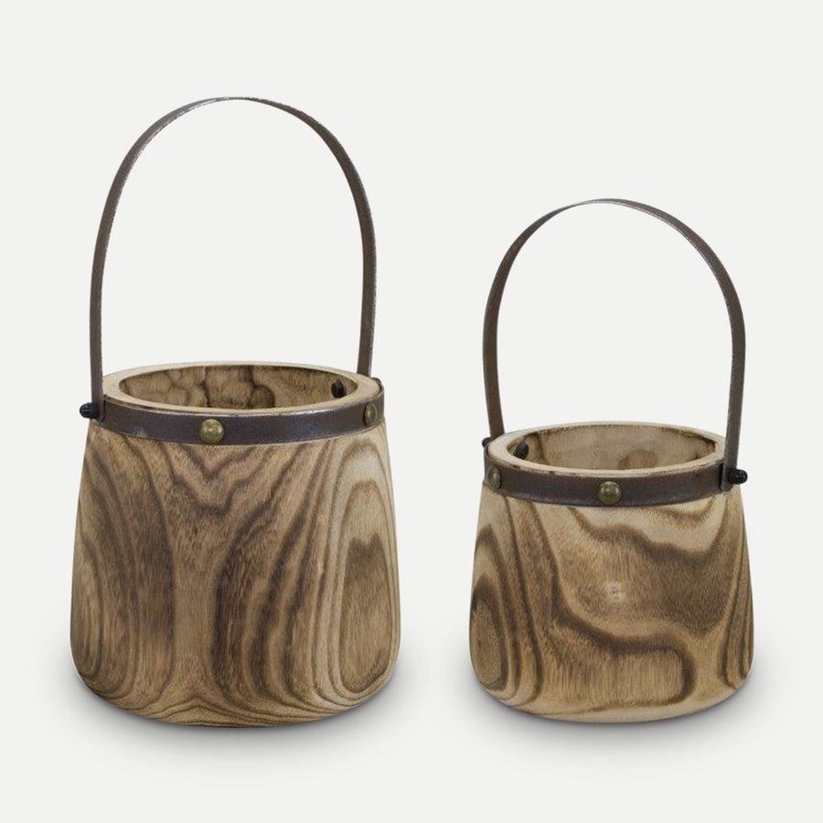 Melrose Garden Sprout Set-of-2 Wood & Steele Pails