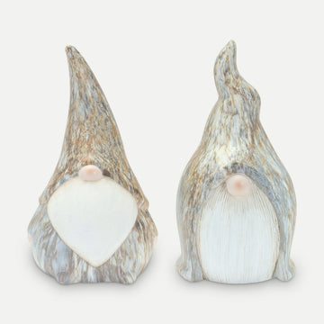 Melrose Home Goods & Essentials Gruffle 10.5" & 11" Set-of-2 White Resin Gnomes