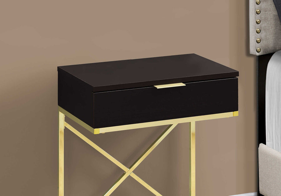 Monarch Living Room Levi U-Shape Rectangle End Table with Drawer