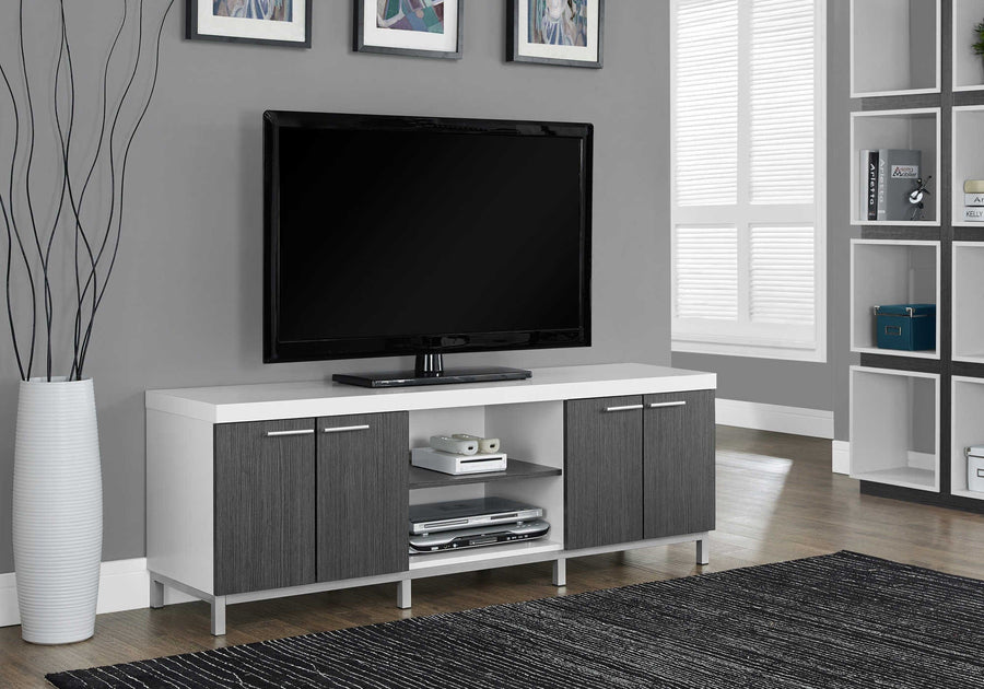 Monarch Living Room Nolan TV Stand with Open Storage and Cabinets