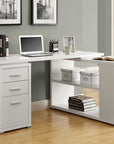 Monarch Office Perry L-Shaped Desk with Drawers and Bookshelf