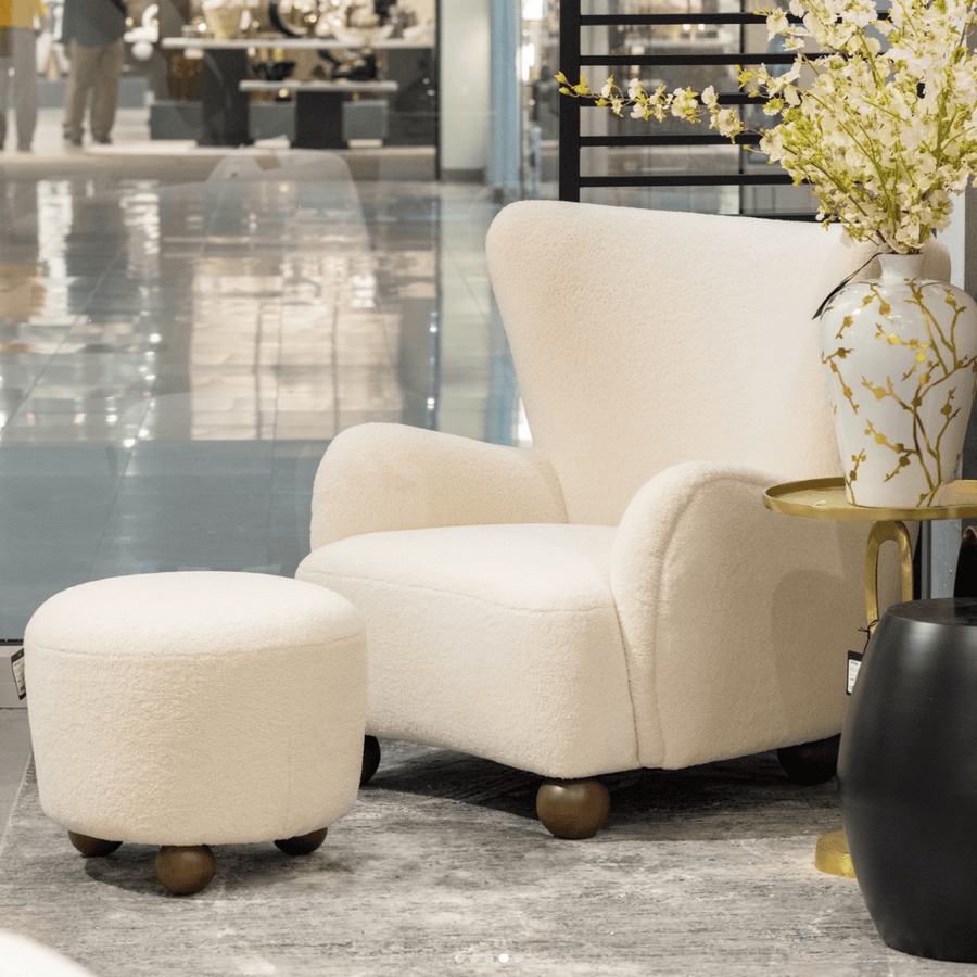 Sagebrook Accent Chair Liliana Wingback Ivory/Beige Occasional Chair